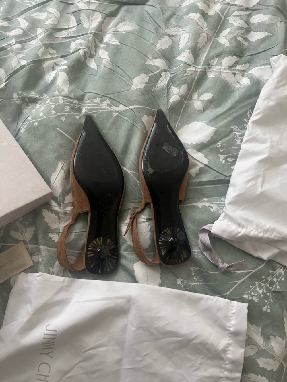 Jimmy Choo Amel Brown Suede Pointed-Toe Slingback Pumps - Picture 5 of 8